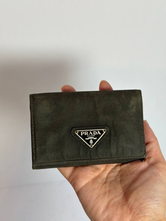 Coach Accessories - Prada Dark Green Nylon Flap Cardholder